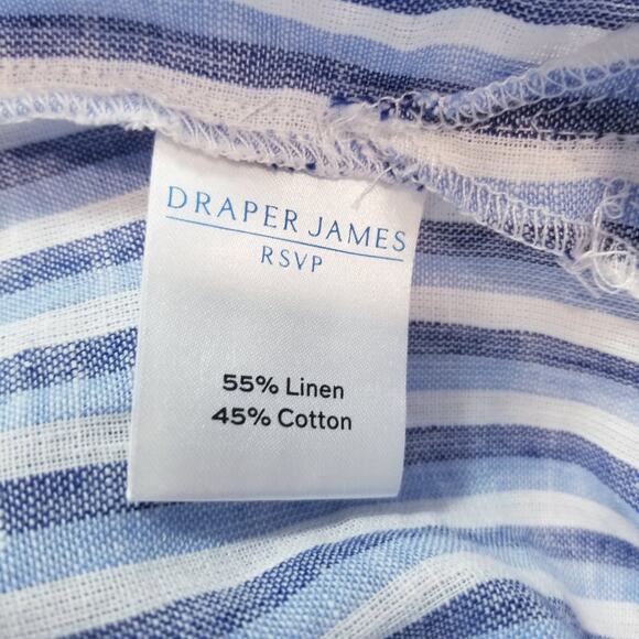 Draper James RSVP Linen Blend Striped Button Front Short Sleeves Shirt - Picture 8 of 11